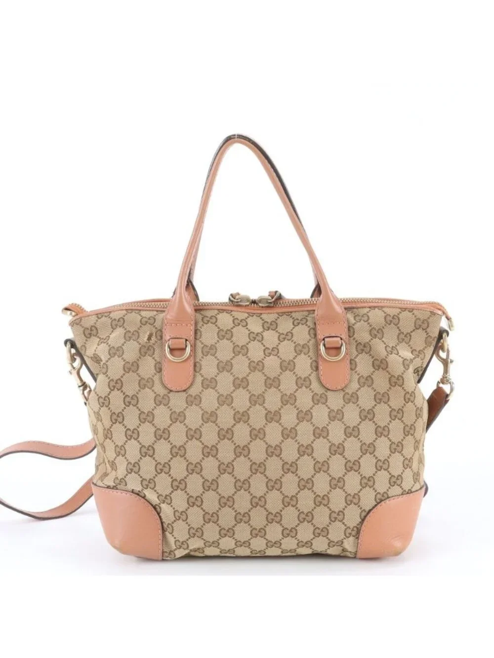 Gucci GG Canvas Heart Bit Leather 2-Way Shoulder Bag Crossbody Tote Brown - Picture 4 of 11
